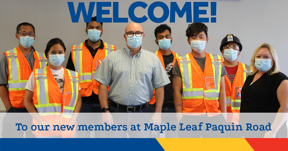 UFCW 832 welcomes new members at Maple Leaf Paquin Road